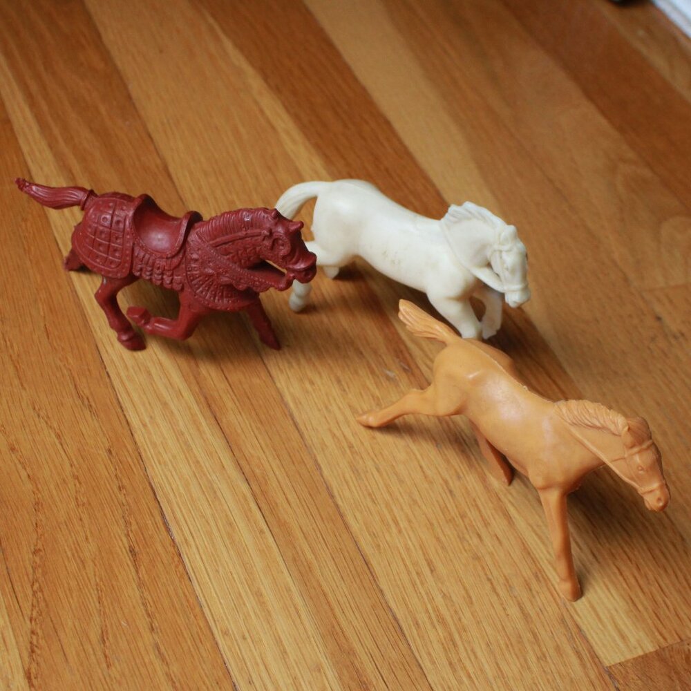 Vintage Trio of Tim-Mee Toys Plastic Horses